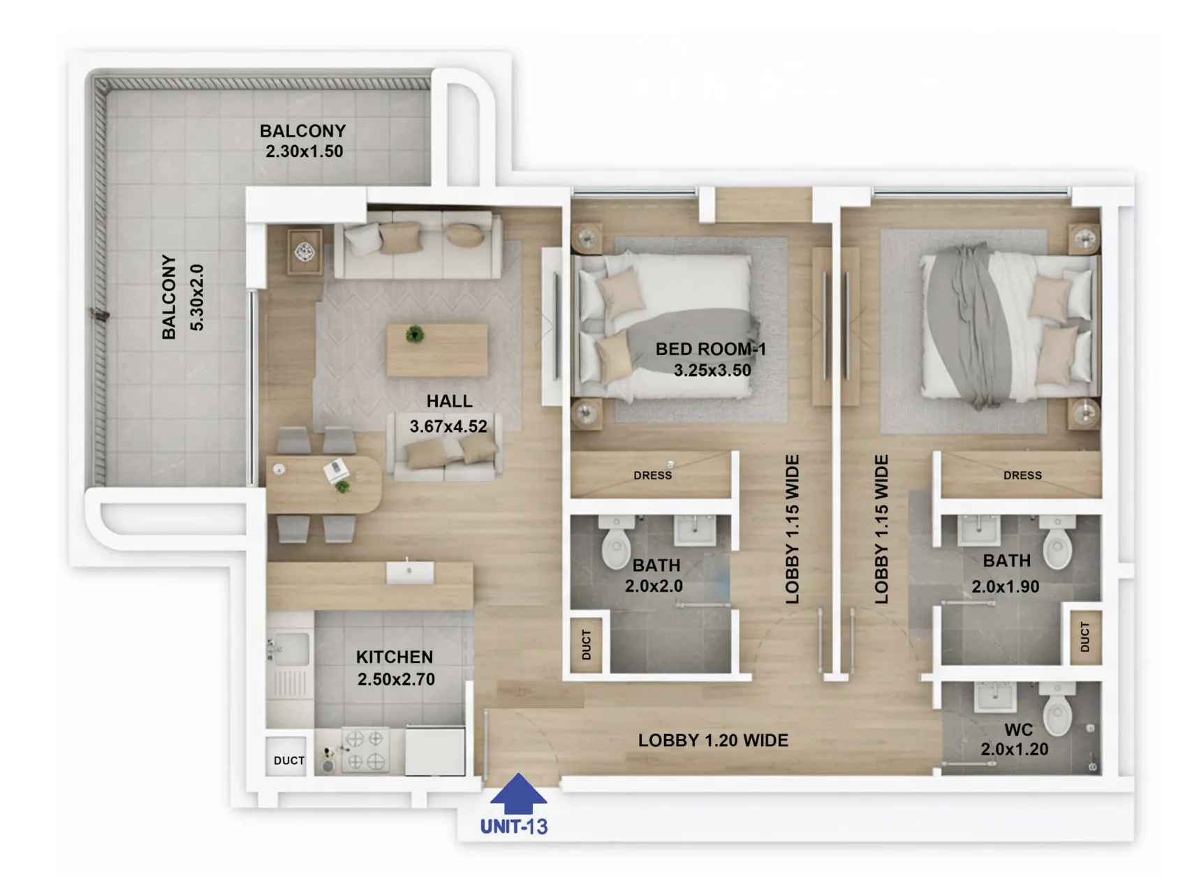 Floor plan — 2 BR