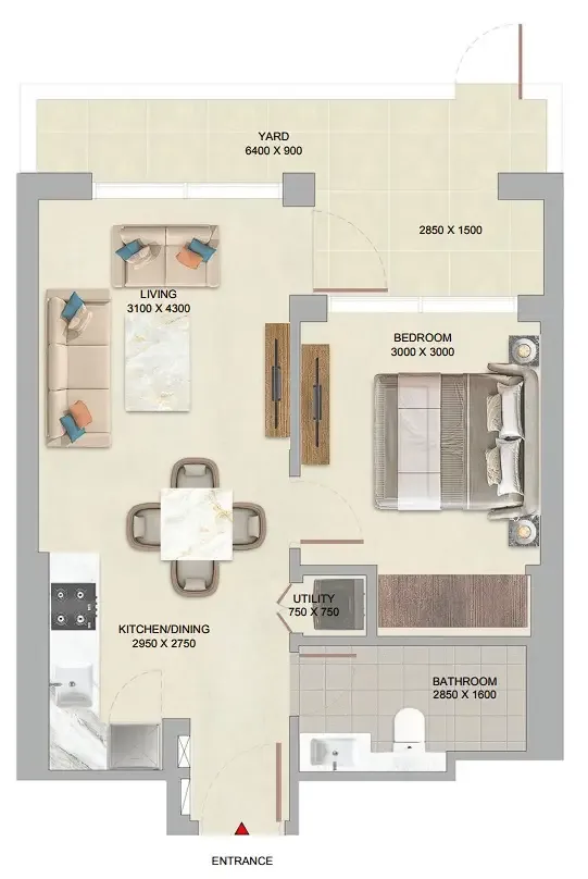 Floor plan — 1 BR