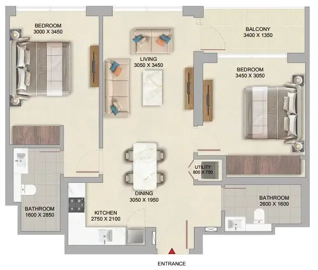 Floor plan — 2 BR