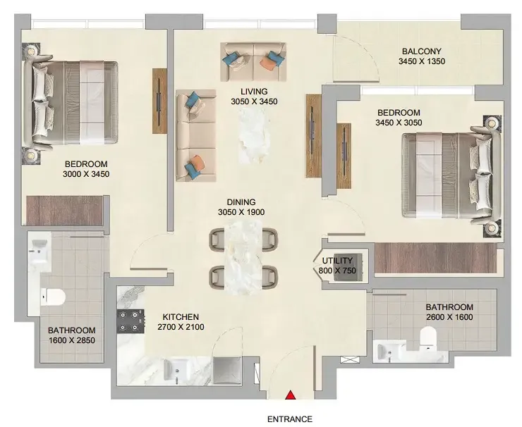 Floor plan — 2 BR