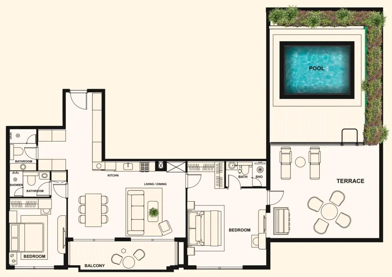 Floor plan — 2 BR