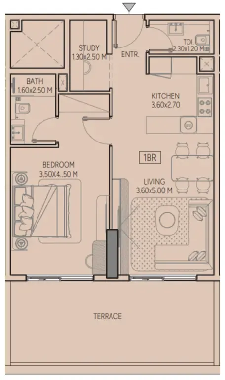Floor plan — 1 BR