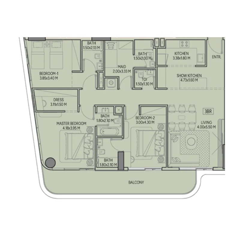 Floor plan — 2 BR