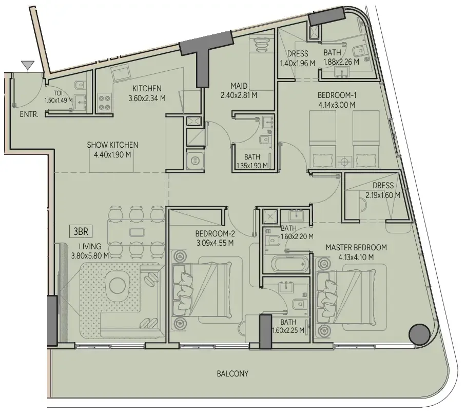 Floor plan — 3 BR