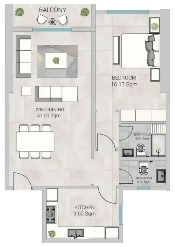 Floor plan — 1 BR