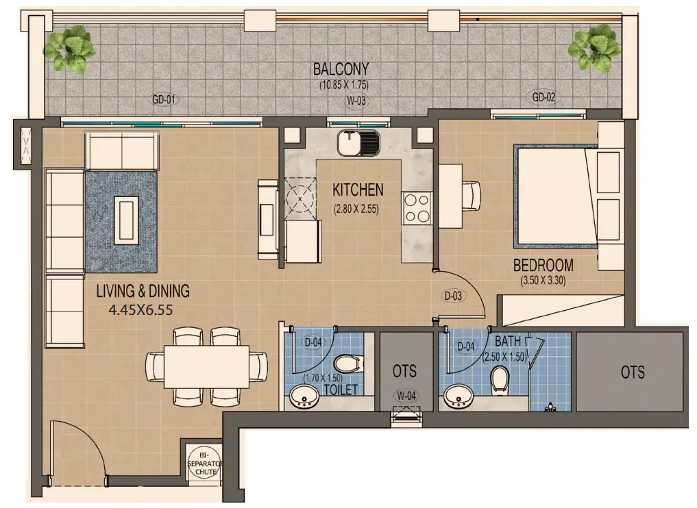 Floor plan — 1 BR