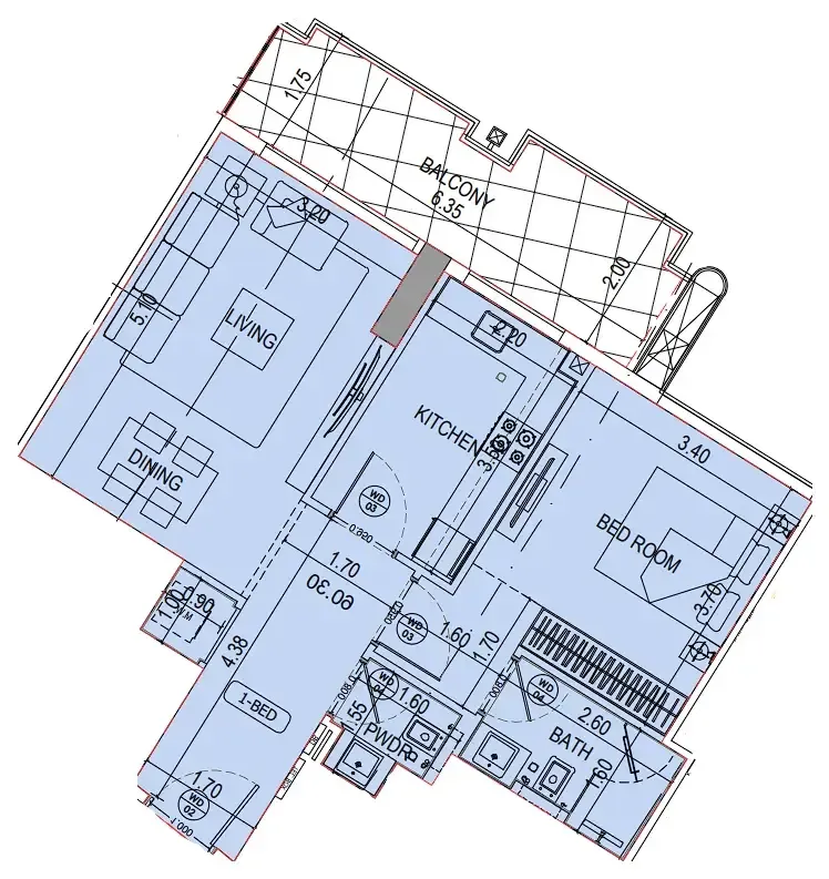 Floor plan — 1 BR