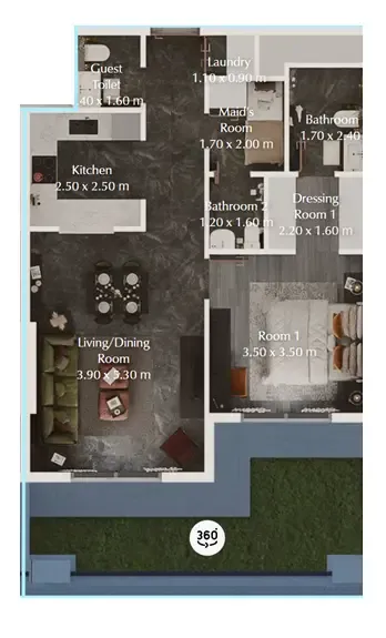 Floor plan — 1.5 BR