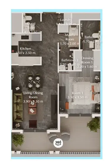 Floor plan — 1.5 BR