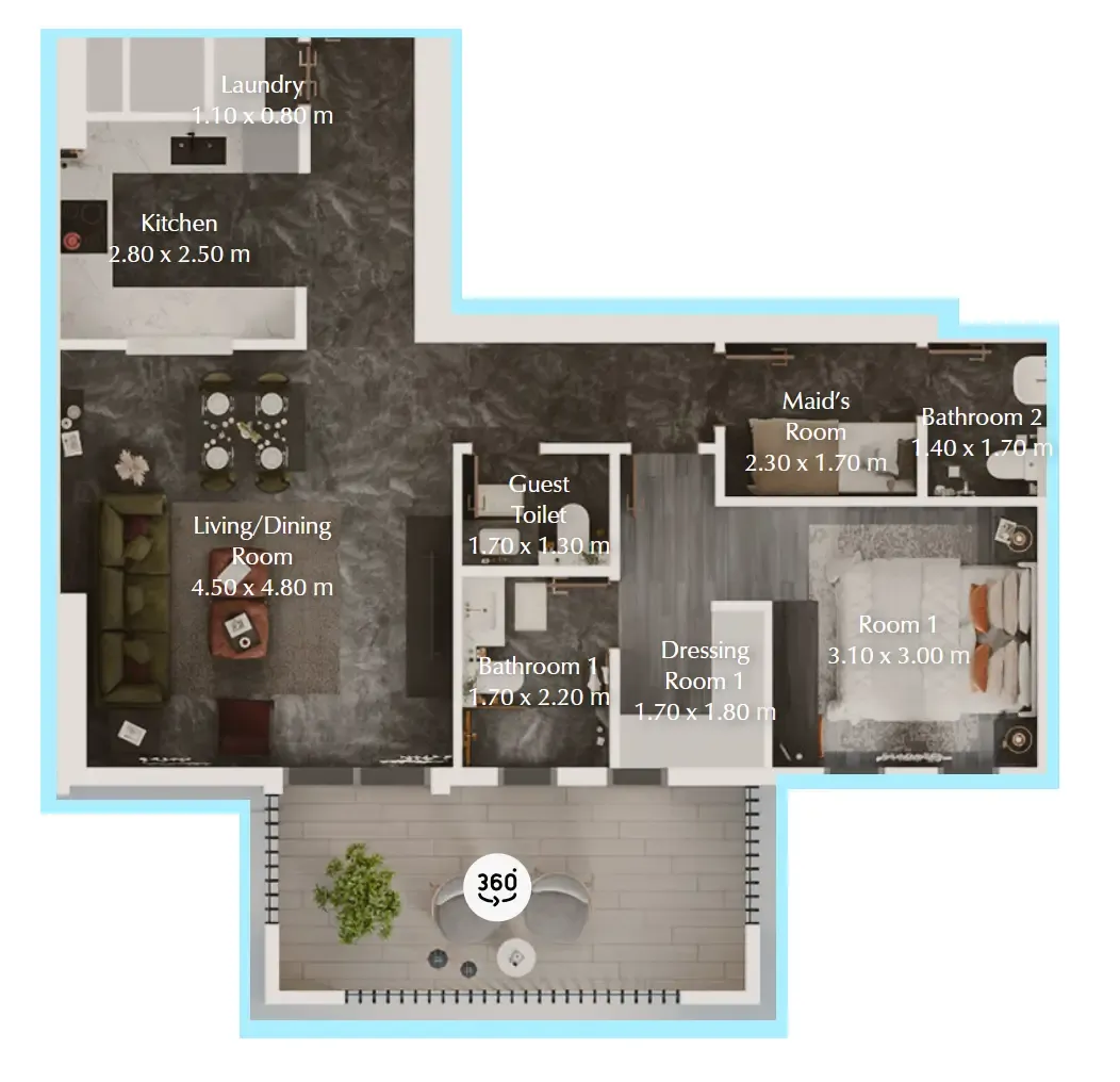 Floor plan — 1.5 BR