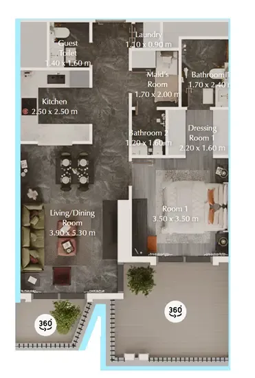 Floor plan — 1.5 BR