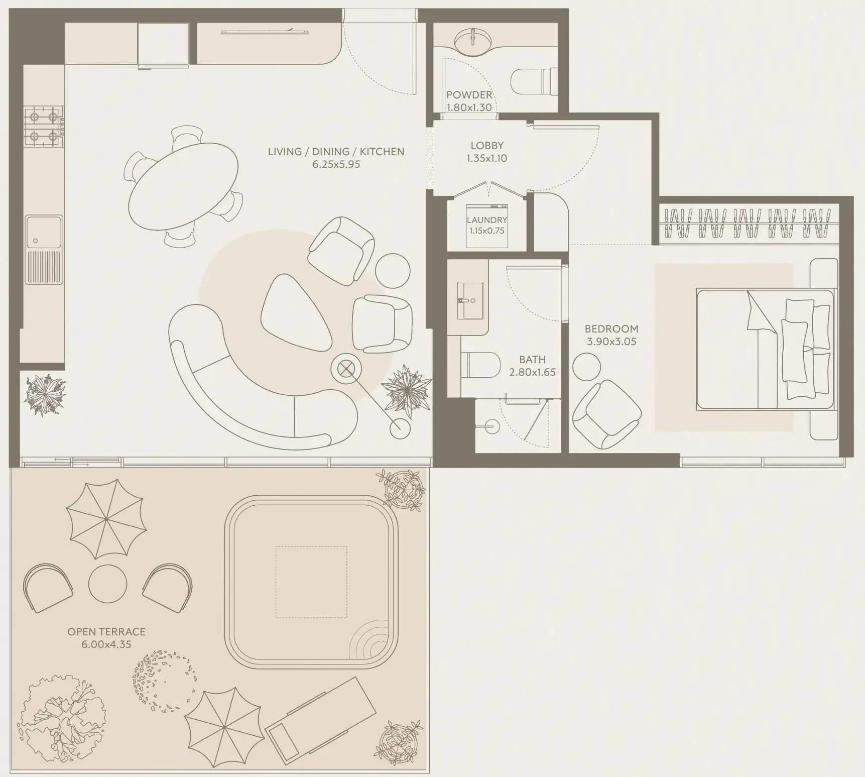 Floor plan — 1 BR