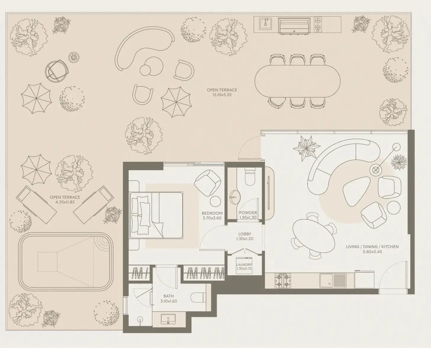 Floor plan — 1 BR