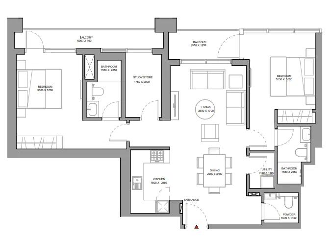 Floor plan — 2.5 BR