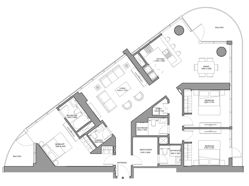 Floor plan — 3 BR