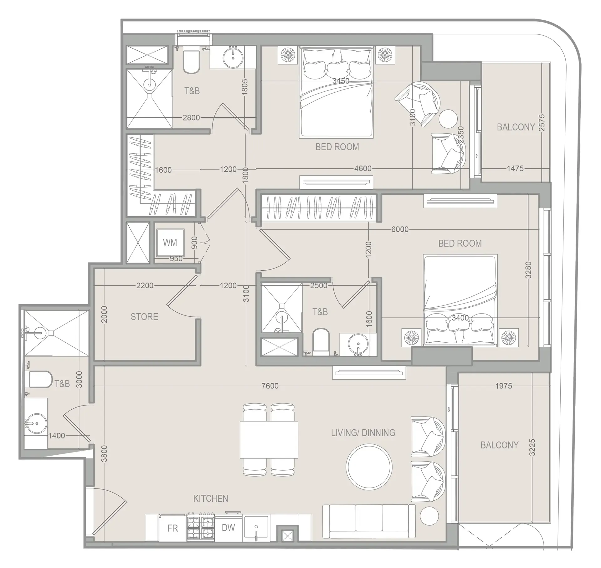 Floor plan — 2 BR