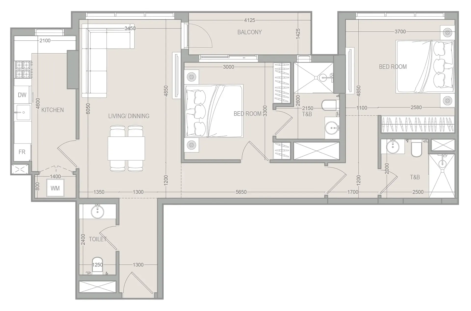 Floor plan — 2 BR