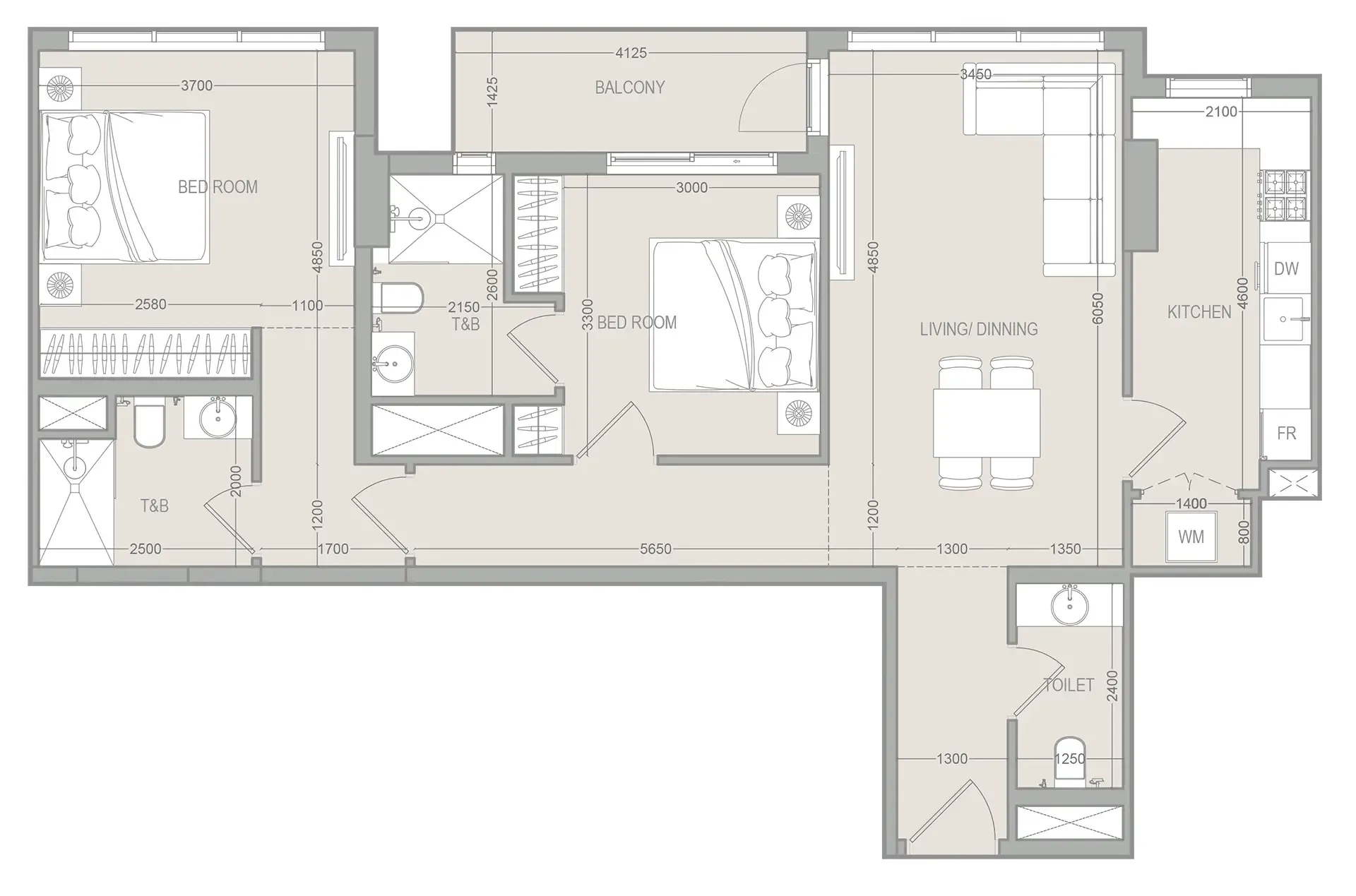 Floor plan — 2 BR