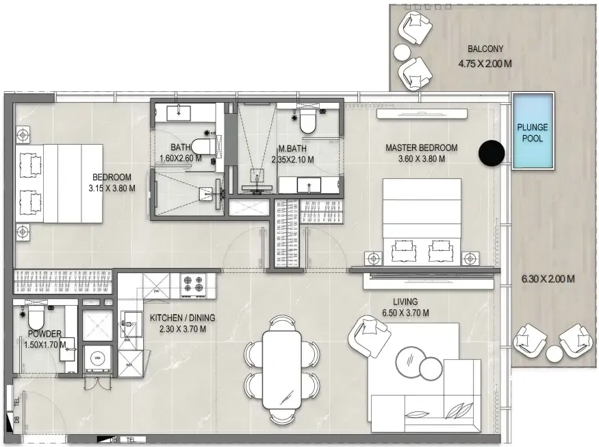 Floor plan — 2 BR