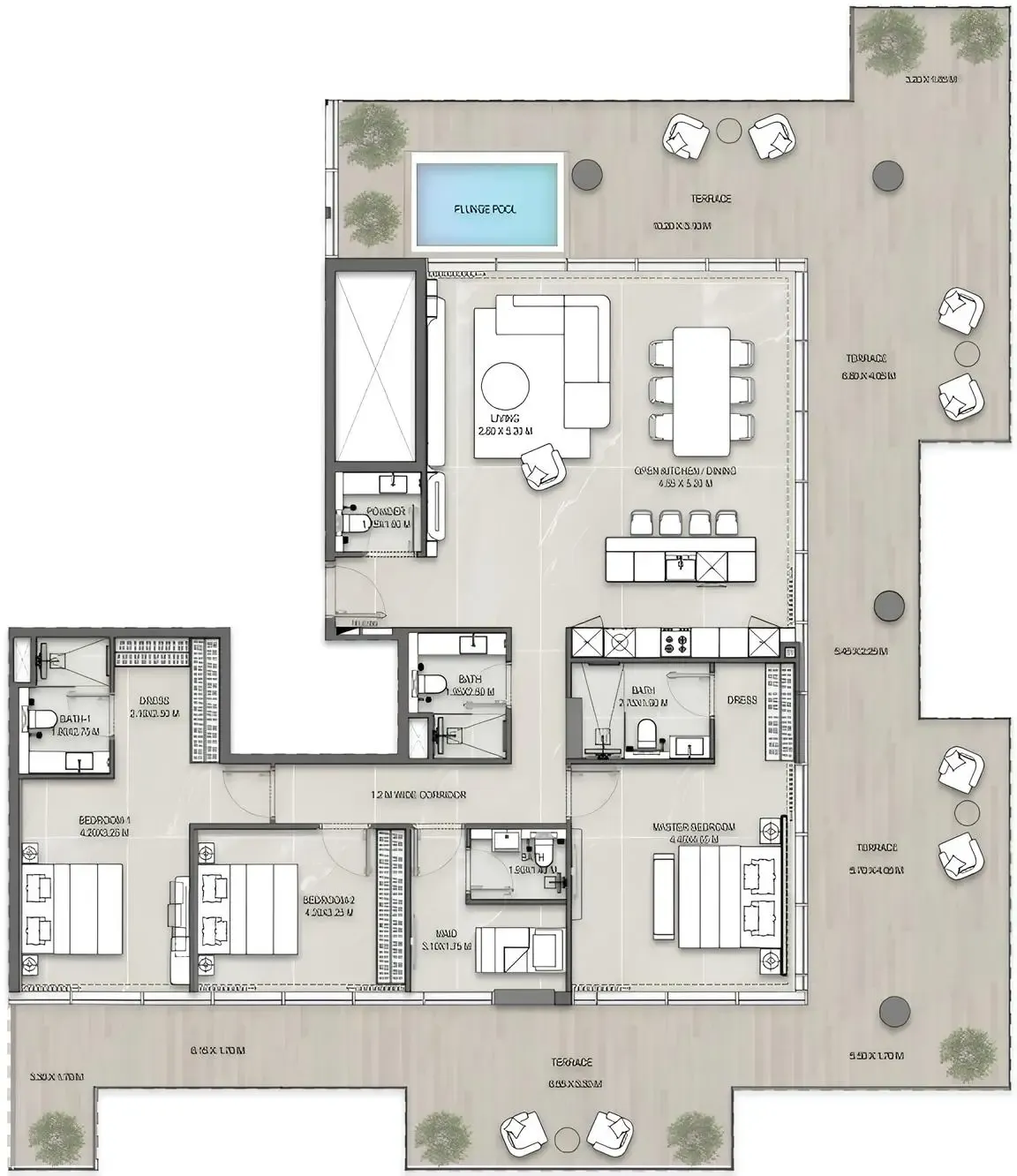 Floor plan — 3 BR