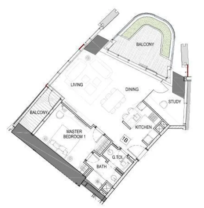 Floor plan — 1 BR