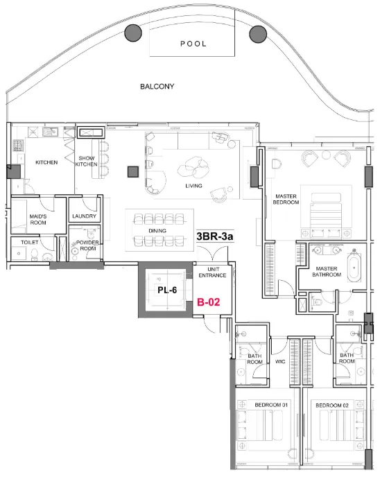 Floor plan — 3 BR