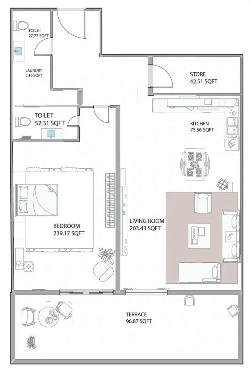 Floor plan — 1 BR