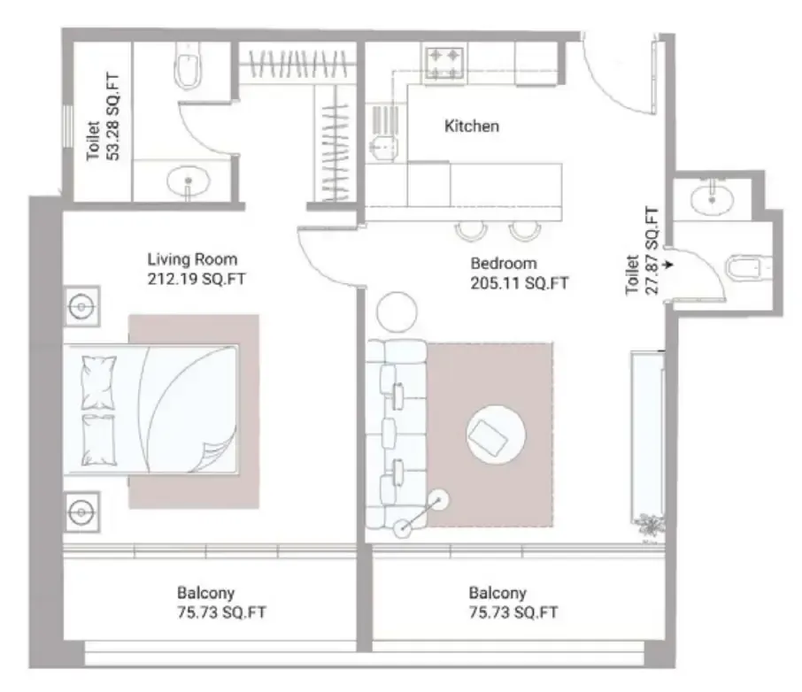 Floor plan — 1 BR