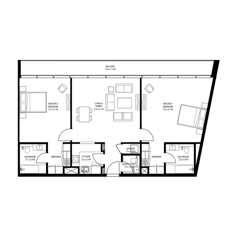Floor plan — 2 BR