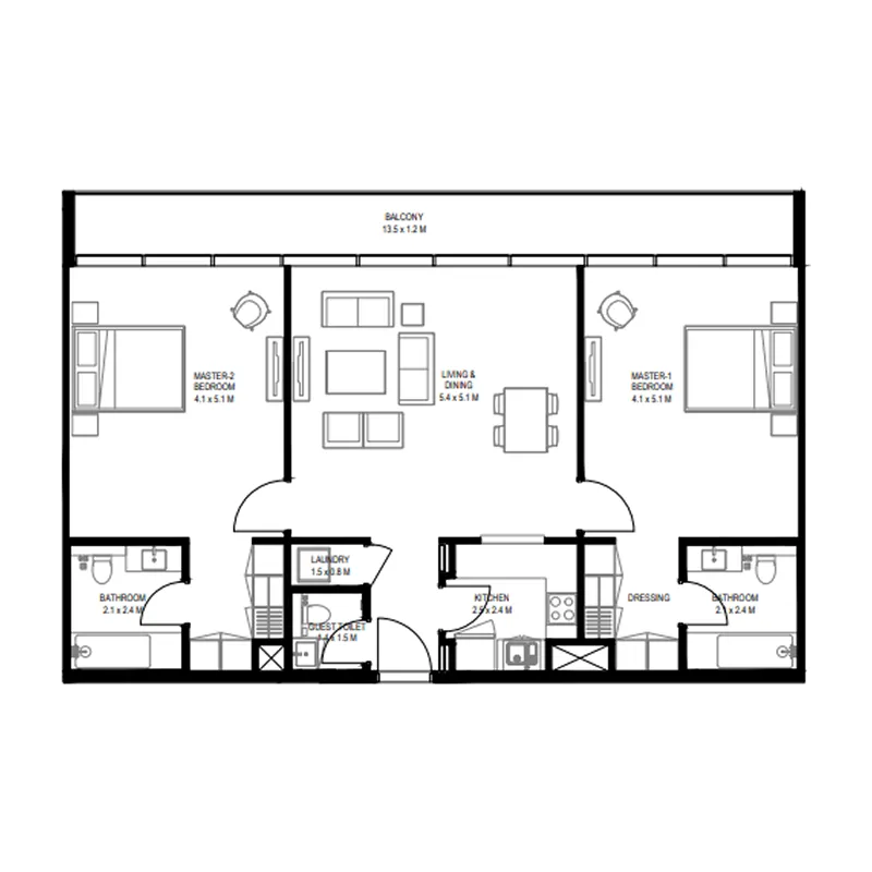 Floor plan — 2 BR