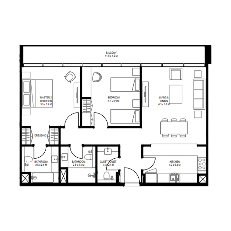 Floor plan — 2 BR