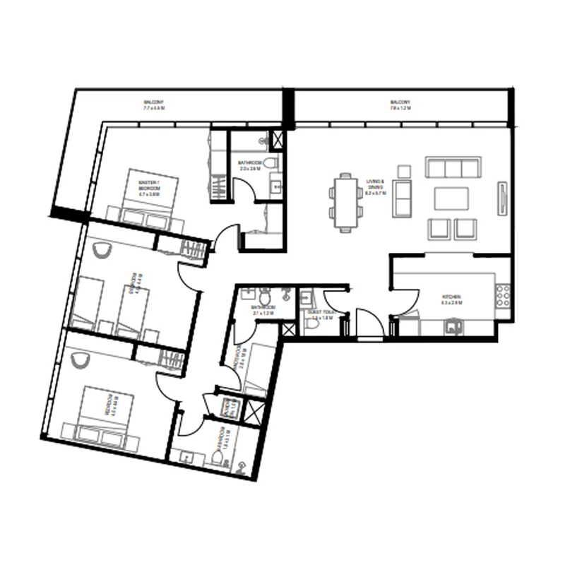 Floor plan — 3 BR