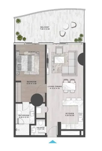 Floor plan — 1 BR