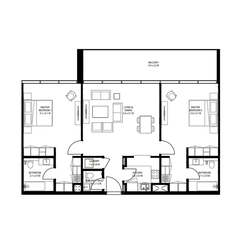 Floor plan — 2 BR