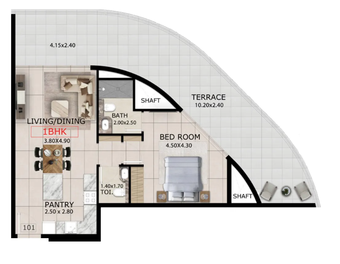 Floor plan — 1 BR