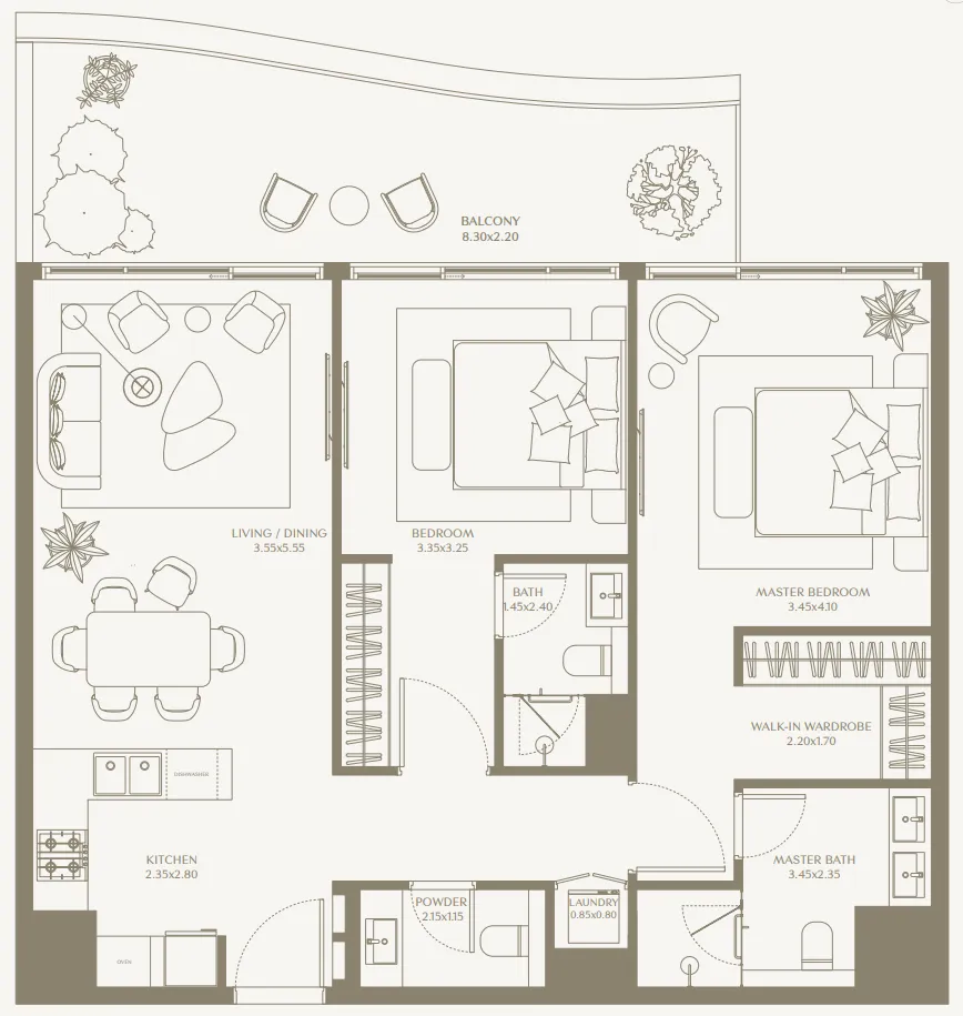 Floor plan — 2 BR