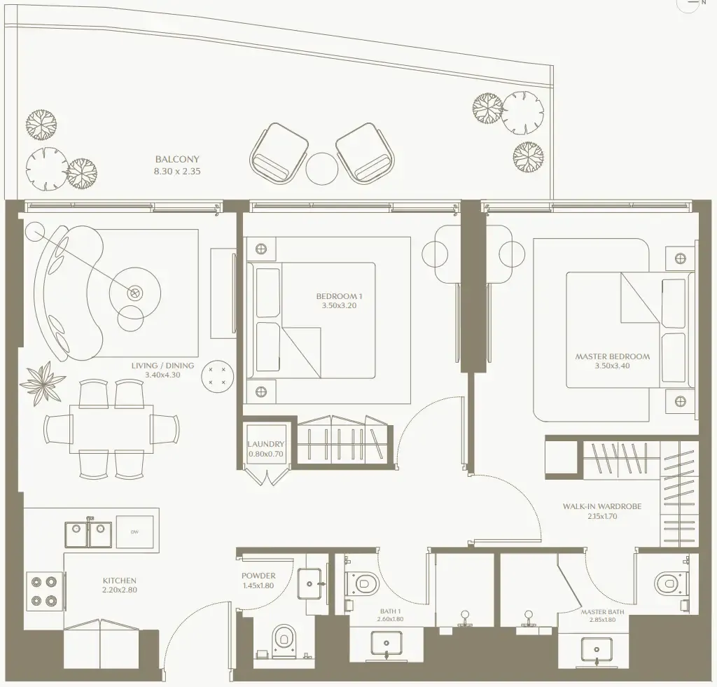 Floor plan — 2 BR