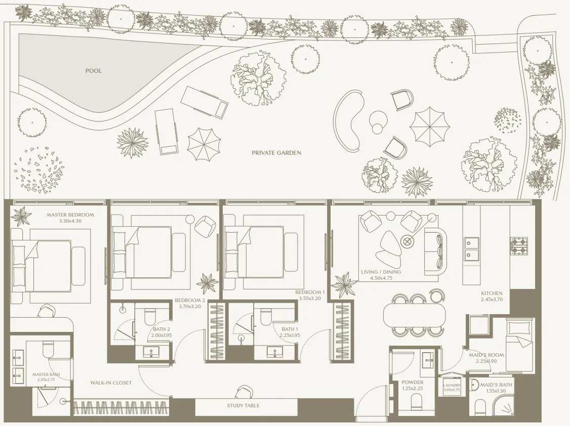 Floor plan — 3 BR