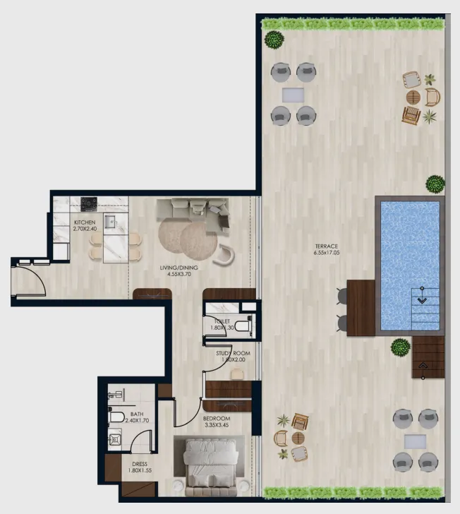 Floor plan — 1.5 BR