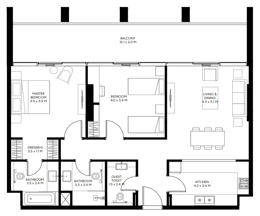 Floor plan — 2 BR