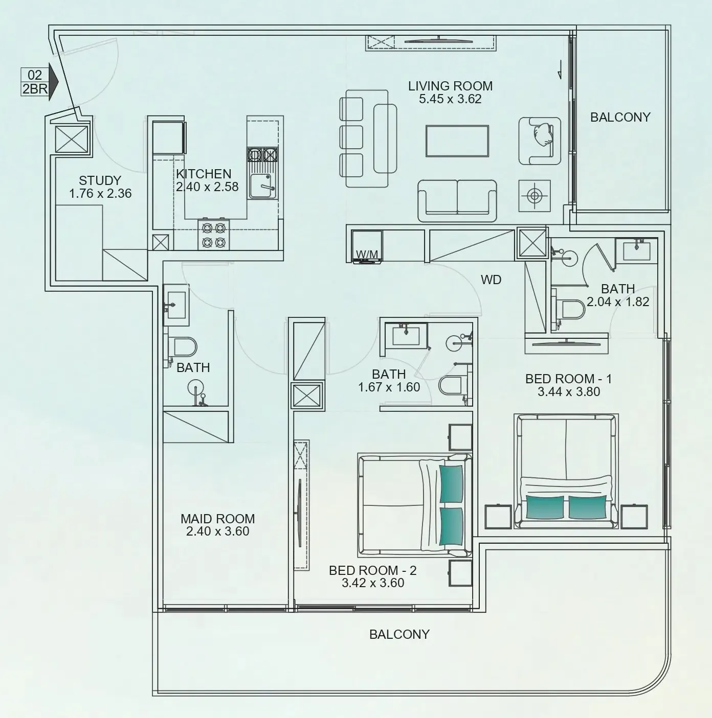 Floor plan — 2.5 BR