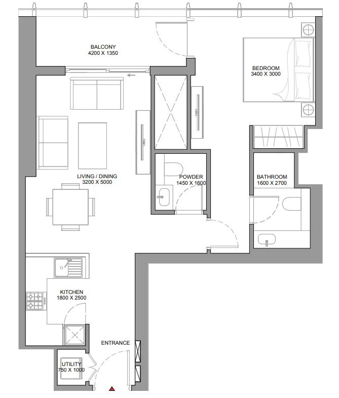 Floor plan — 1 BR