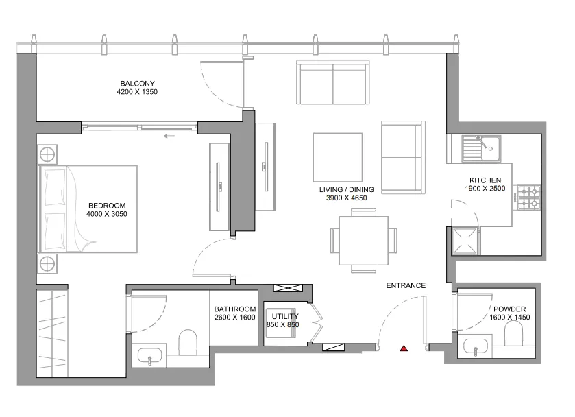 Floor plan — 1 BR