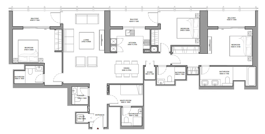 Floor plan — 3 BR
