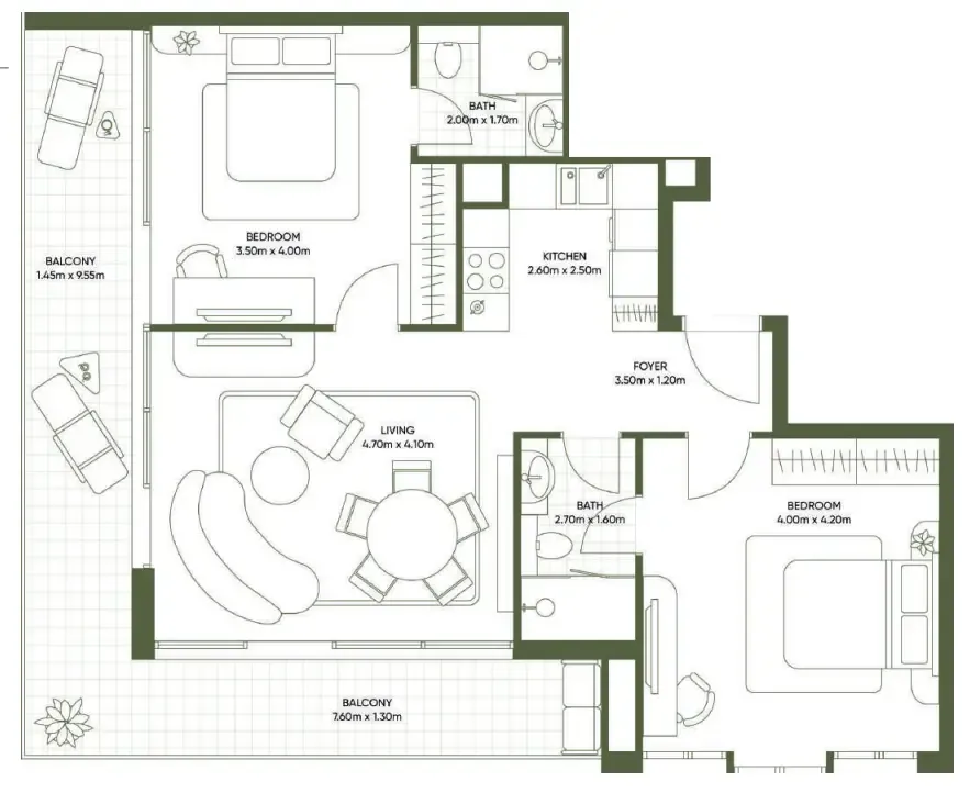 Floor plan — 2 BR