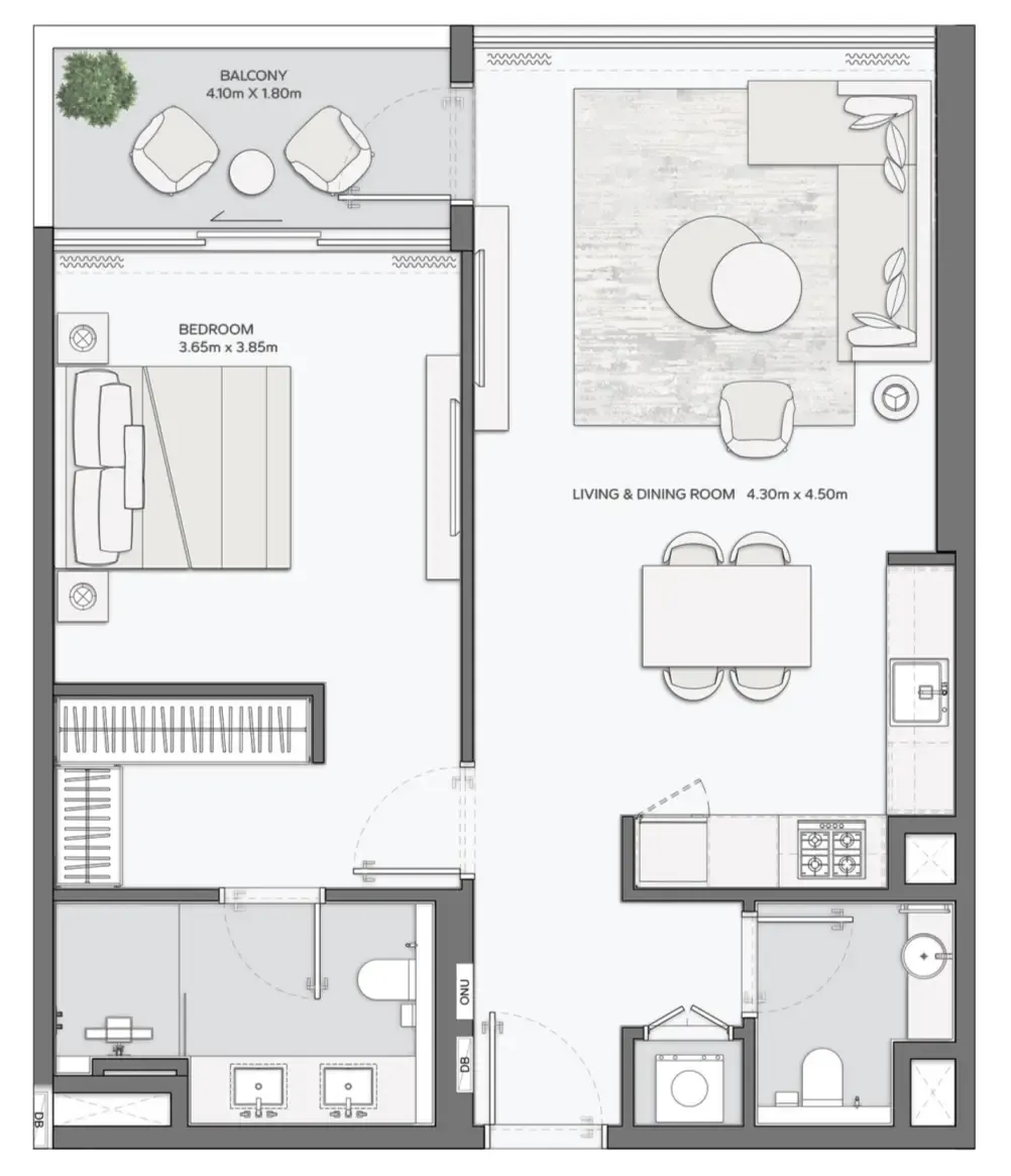 Floor plan — 1 BR