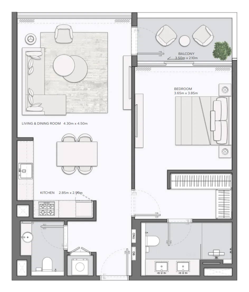 Floor plan — 1 BR