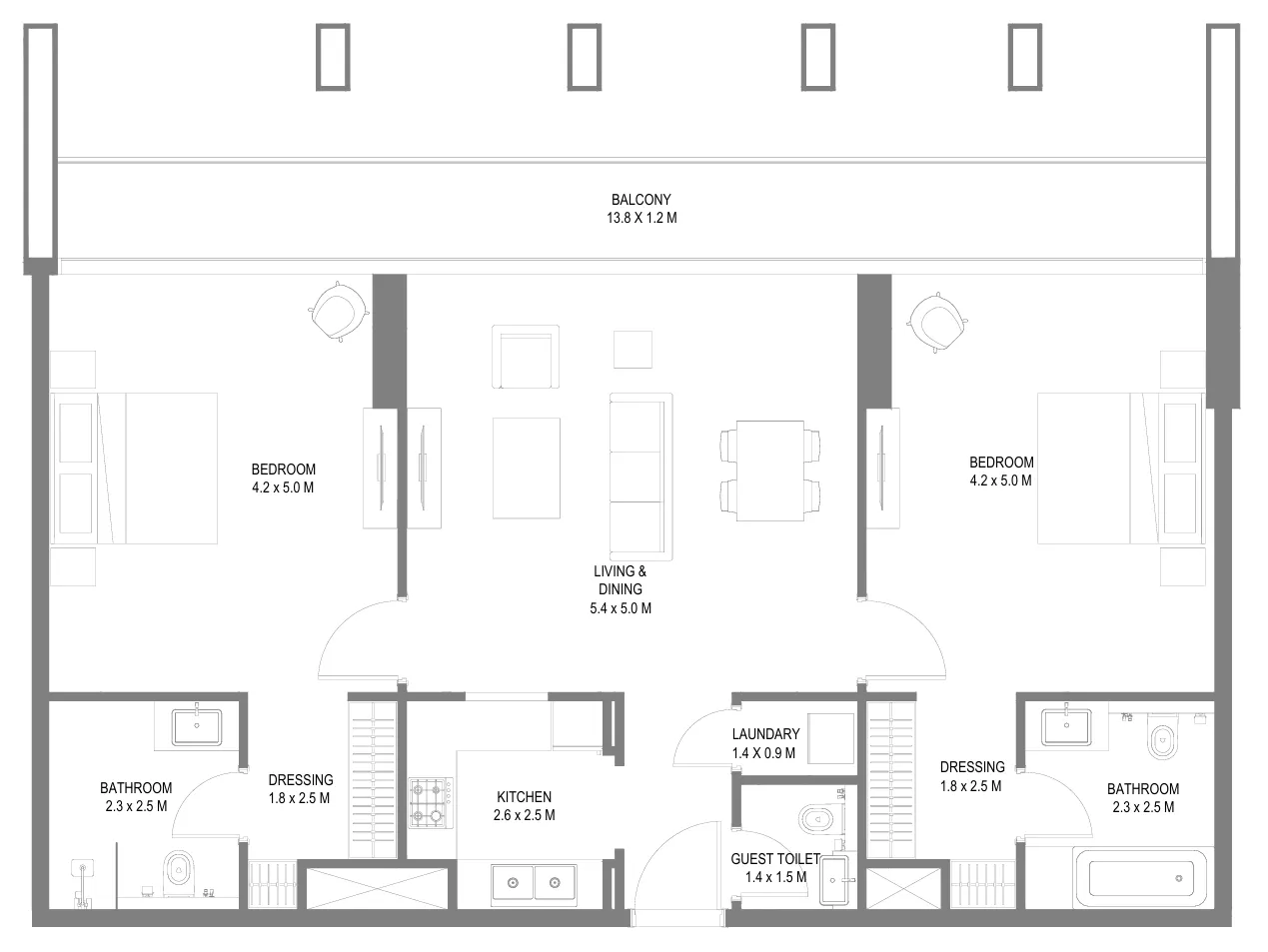 Floor plan — 2 BR