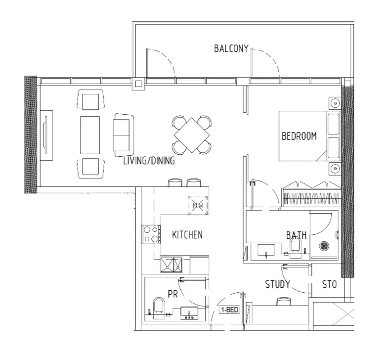 Floor plan — 1 BR