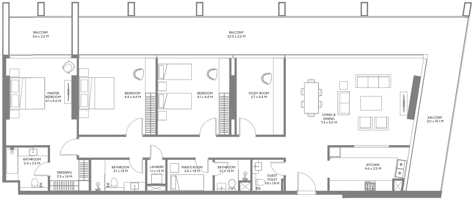 Floor plan — 3 BR
